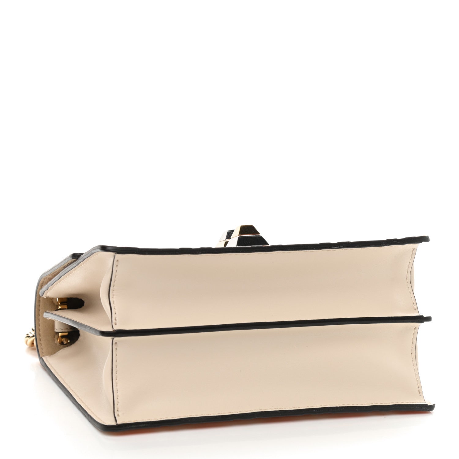 Fendi Vitello Liberty Bi-Color FF 1974 Embossed Small Kan I Shoulder Bag Camelia Aranciata 5 of 11