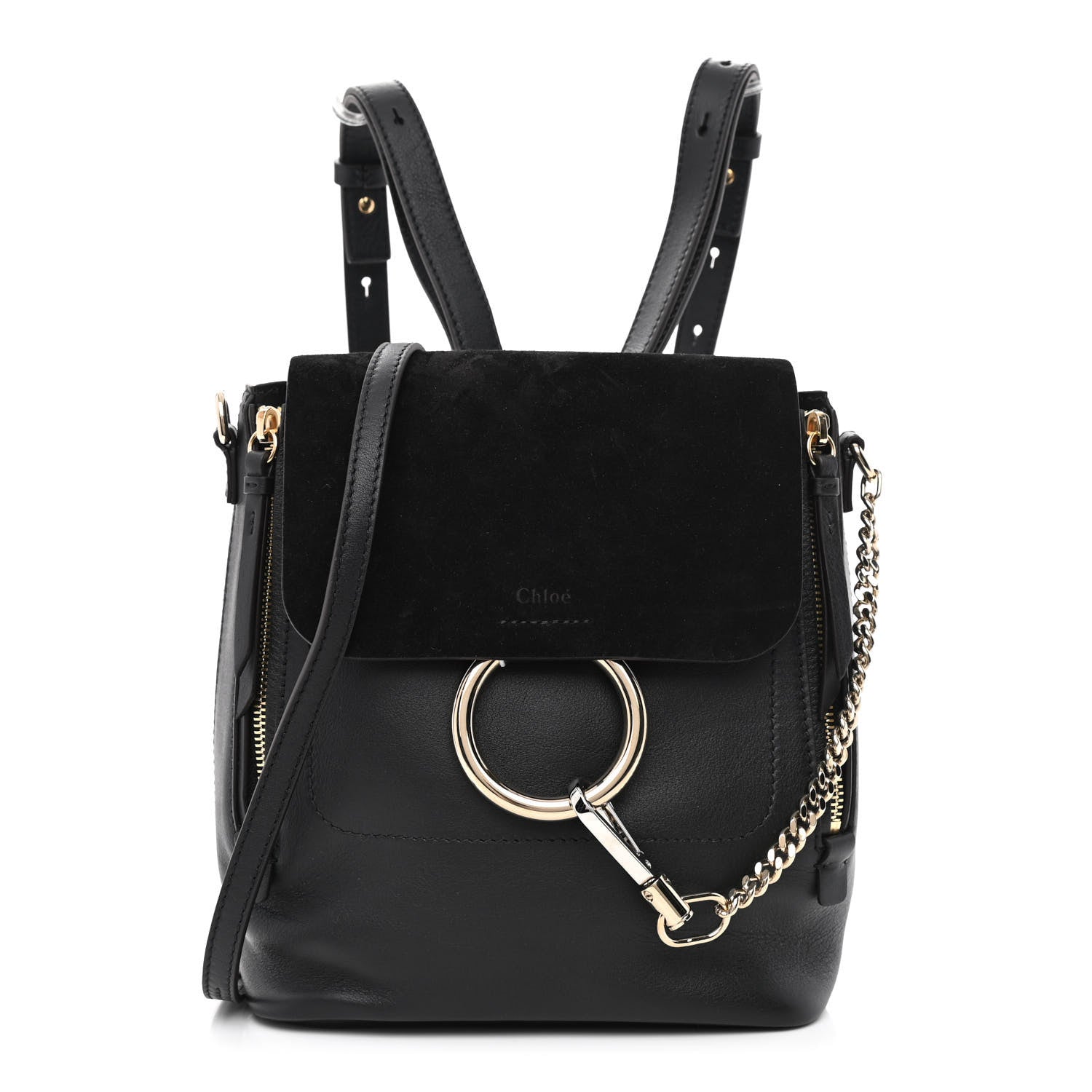 Chloe Suede Calfskin Small Faye Backpack Black 1 of 13
