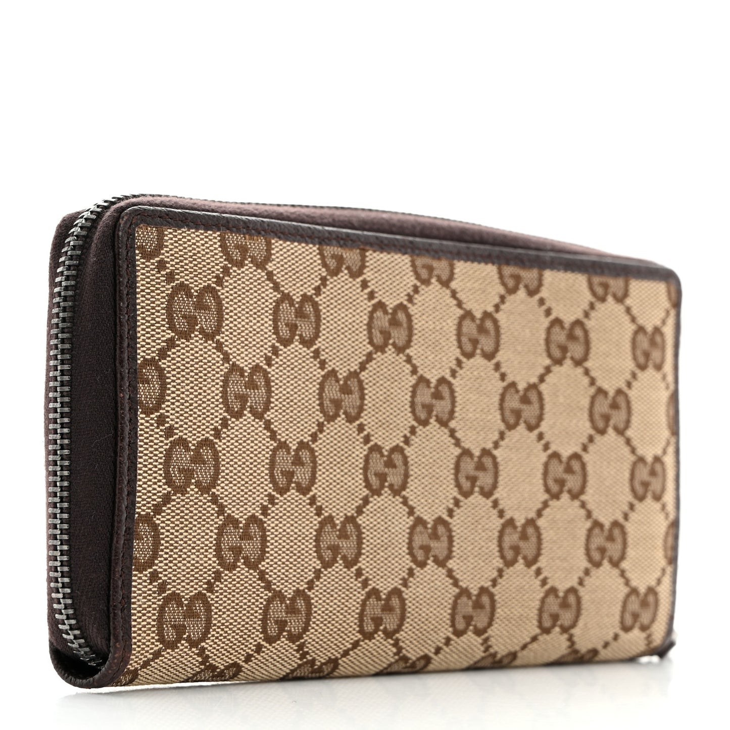 Monogram Metal Bar Zip Around Wallet Dark Brown