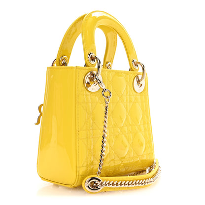 Christian Dior Patent Cannage Mini Lady Dior Yellow 3 of 11