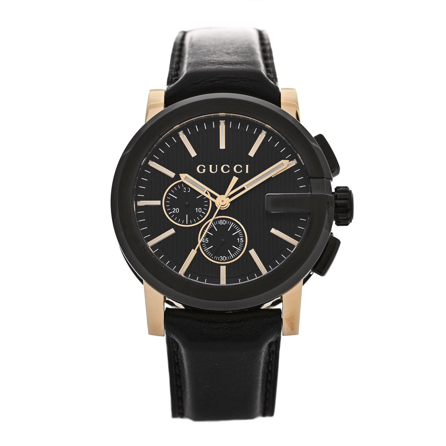PVD Stainless Steel Calfskin 44mm G-Chrono Quartz Watch Black