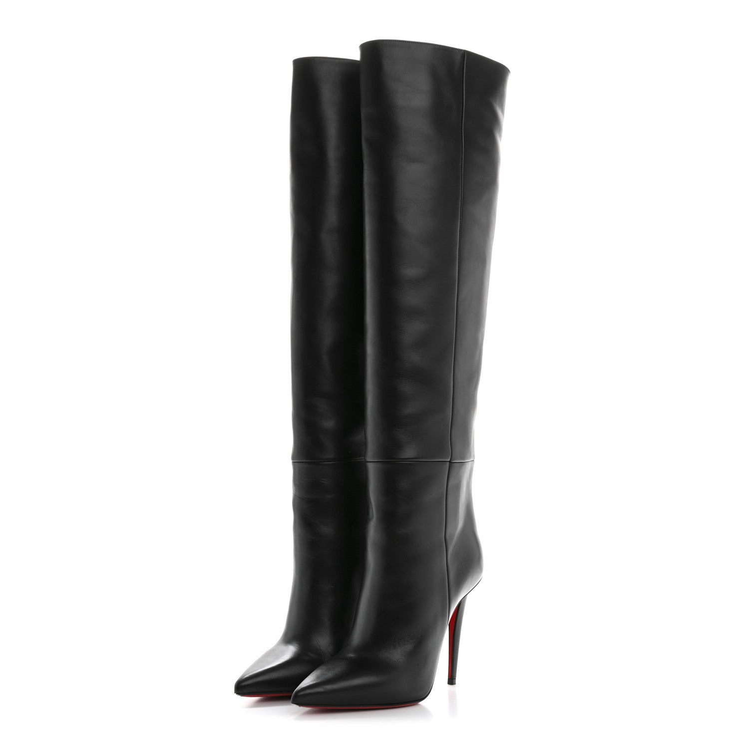 Christian Louboutin Calfskin Astrilarge Botta 100 Knee High Boots 37.5 Black 3 of 8