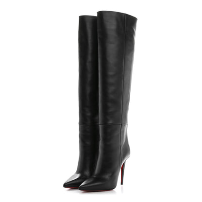 Christian Louboutin Calfskin Astrilarge Botta 100 Knee High Boots 37.5 Black 3 of 8