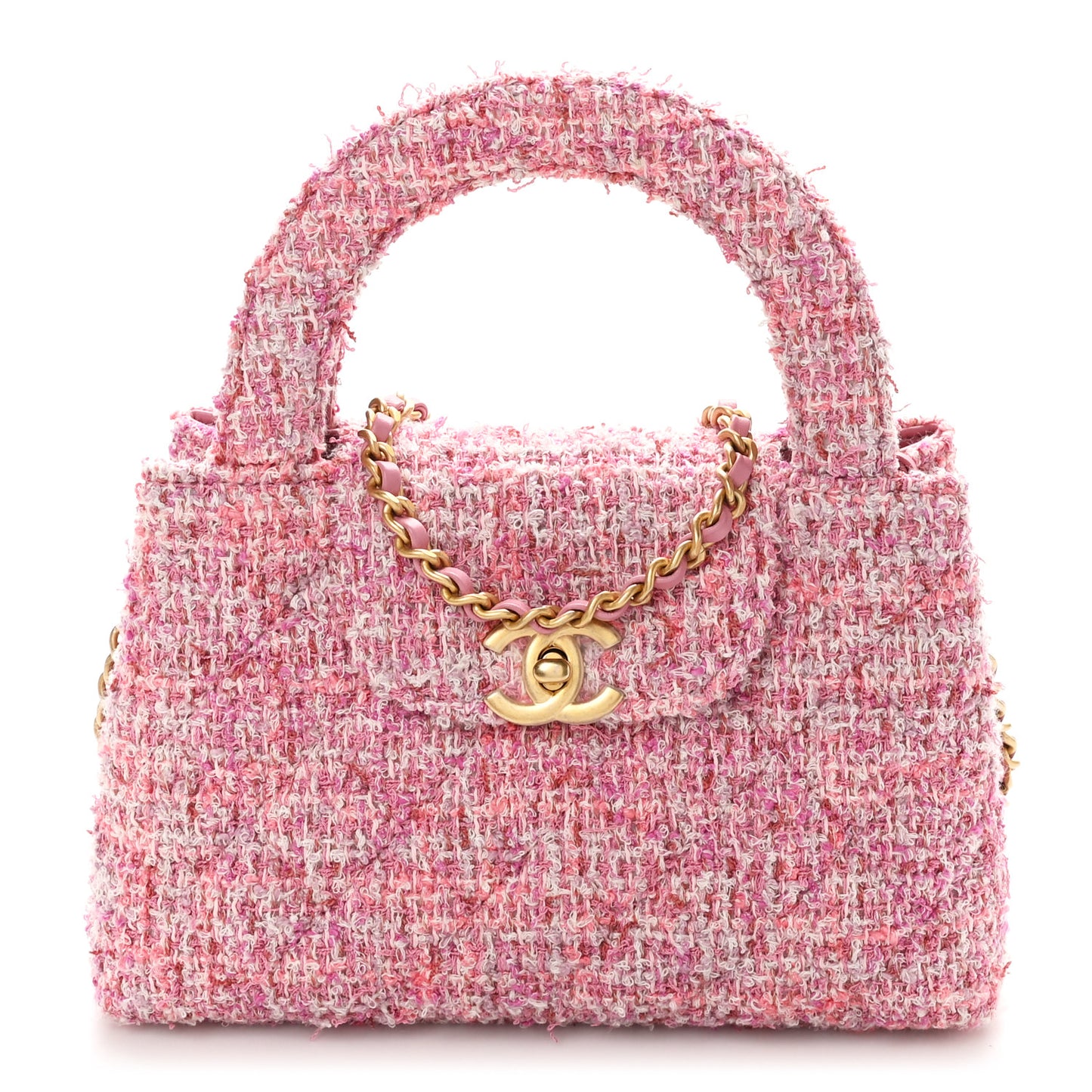 Tweed Quilted Nano Kelly Shopper Pink