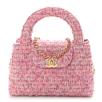 Chanel Tweed Quilted Nano Kelly Shopper Pink 1 of 10