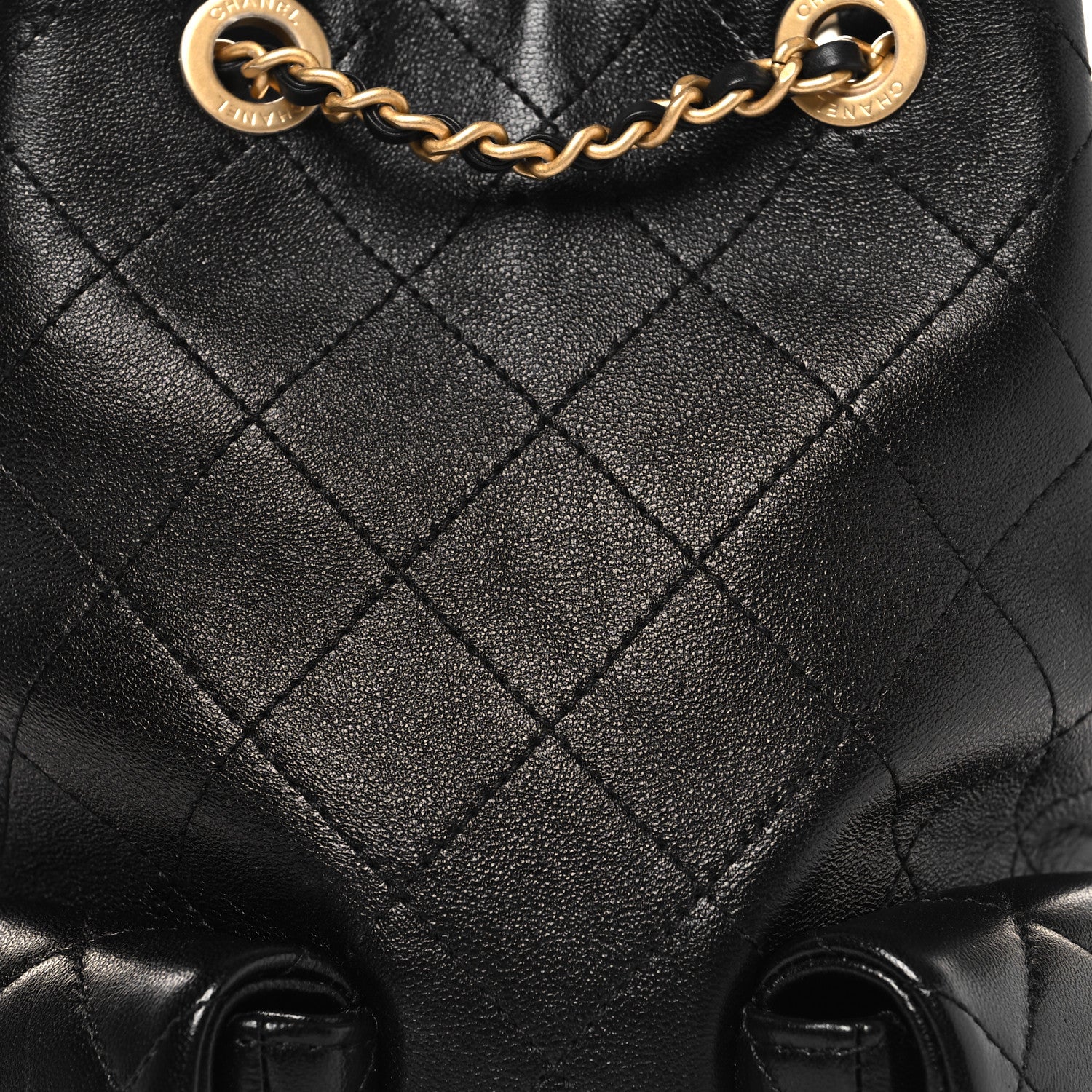 Chanel Shiny Lambskin Quilted Double Pocket Backpack Black 8 of 11