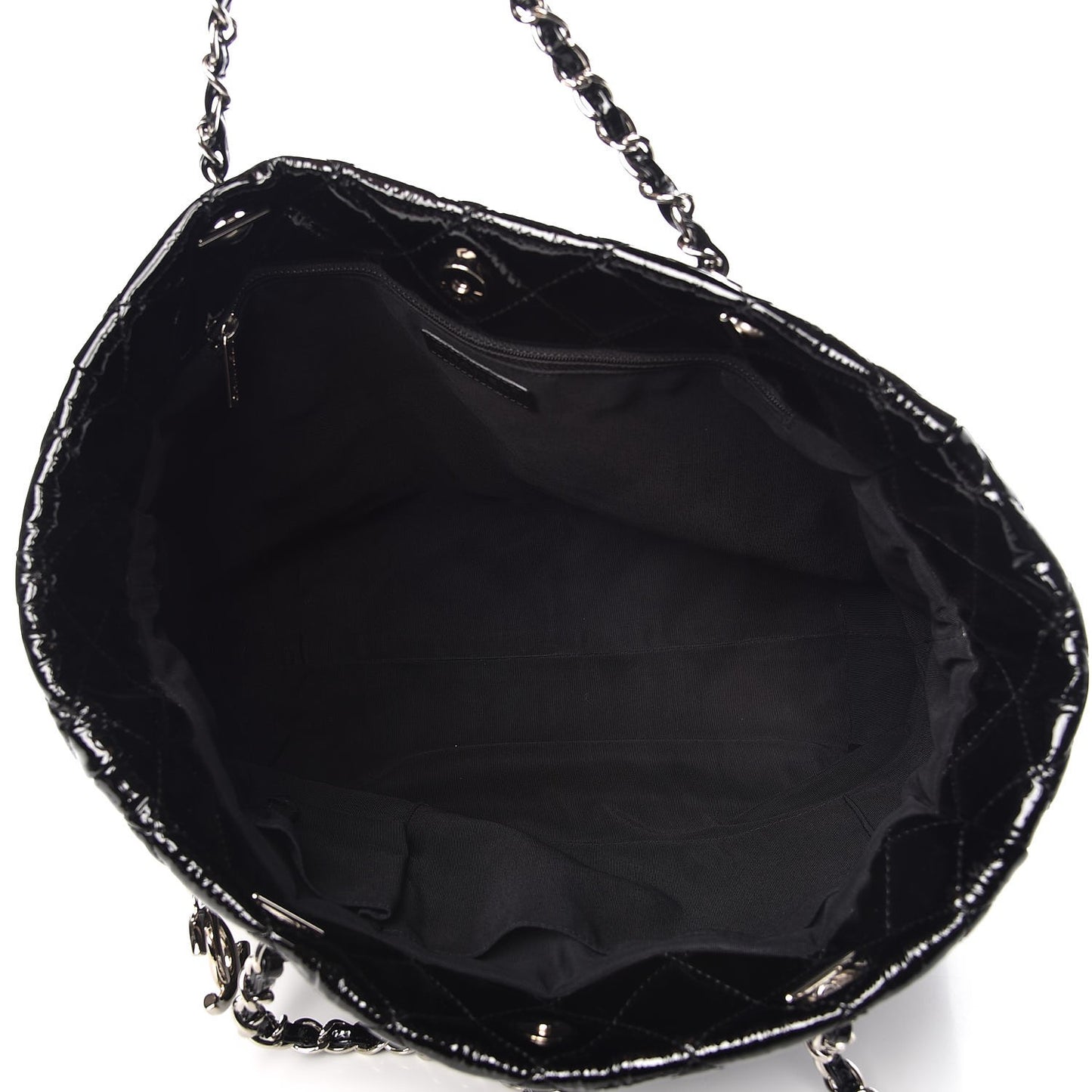 Patent Quilted Chic and Glitter Large Tote Black