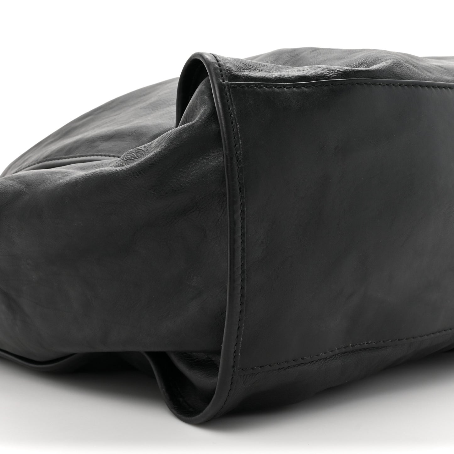 Calfskin Large Soft Stirrup Shoulder Bag Black