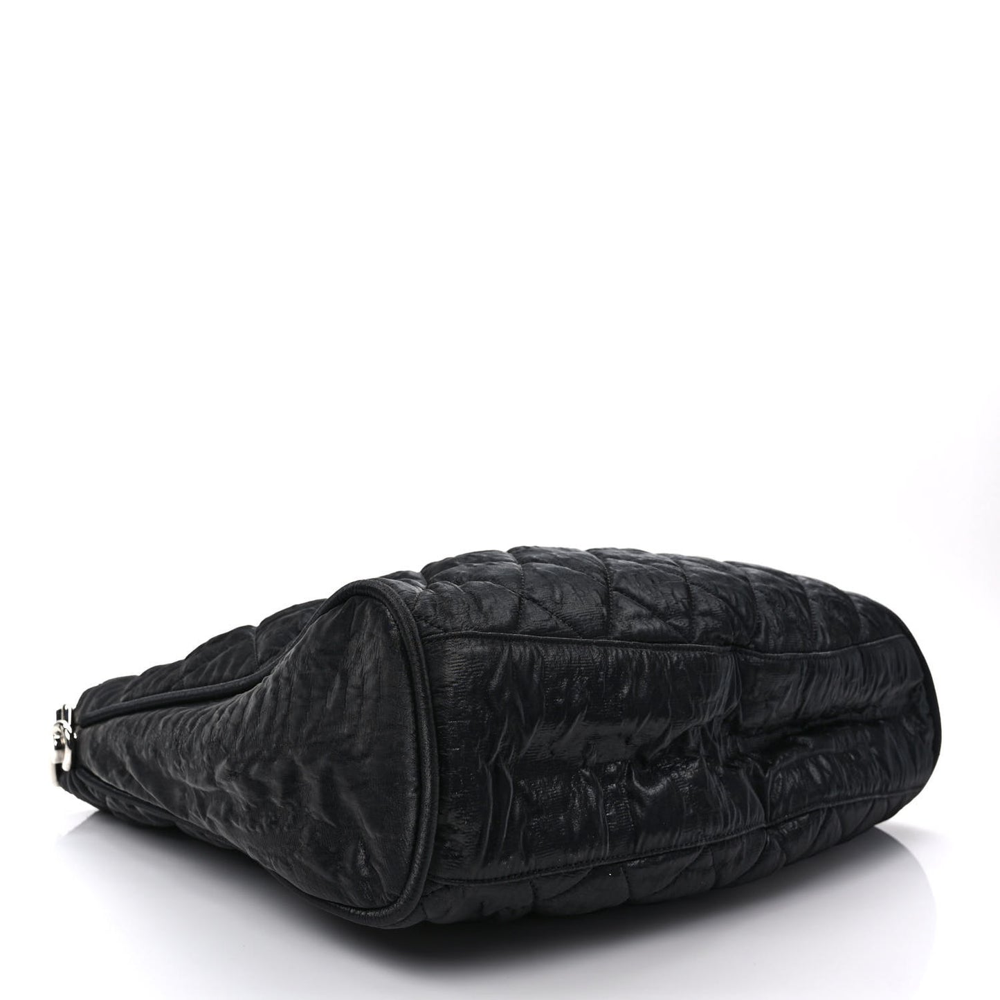 Crinkled Coated Canvas Le Marais Hobo Black