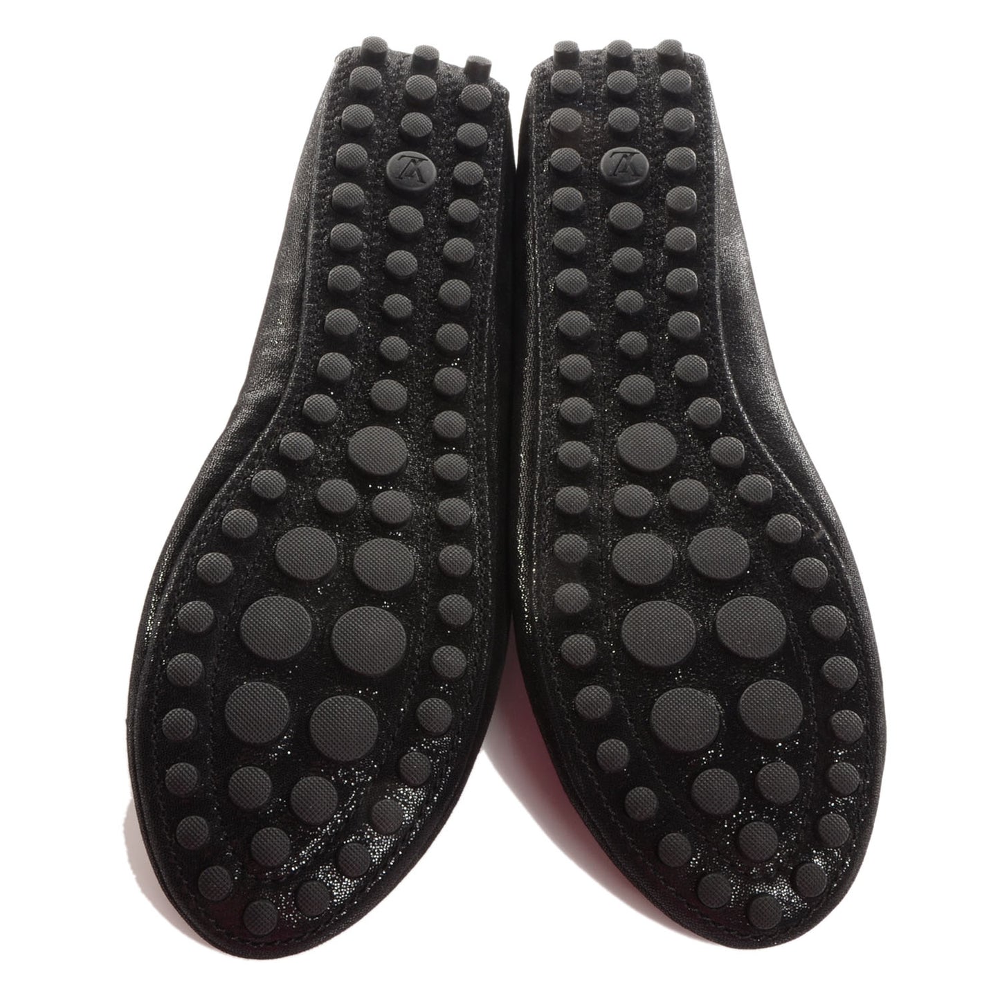 Iridescent Suede Oxford Ballerina Flats Black 42