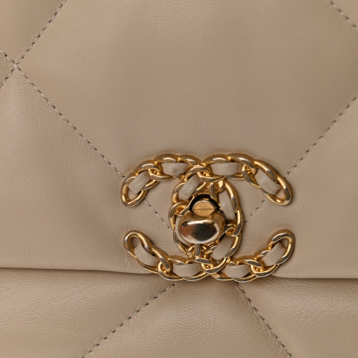 Chanel Lambskin Quilted Maxi Chanel 19 Flap Light Beige 11 of 12