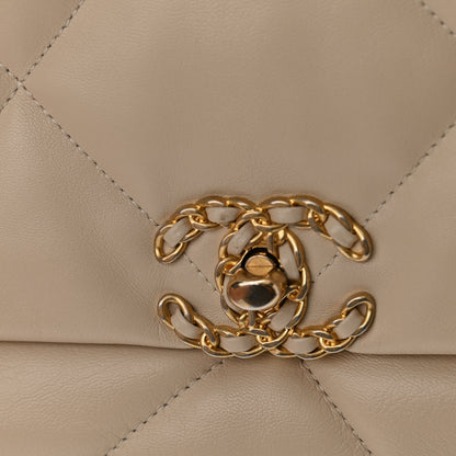 Chanel Lambskin Quilted Maxi Chanel 19 Flap Light Beige 11 of 12