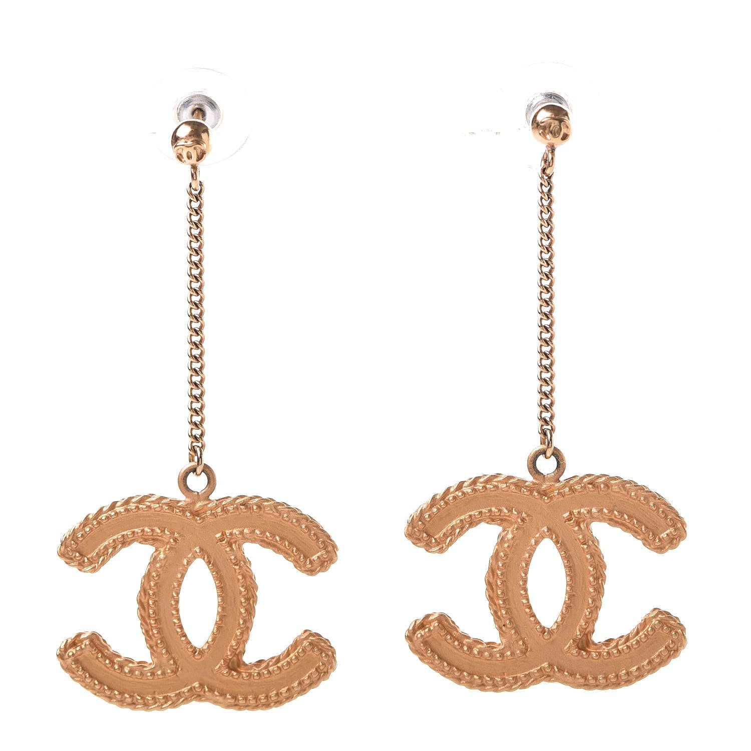 Chanel CC Drop Earrings Matte Gold 1 of 4