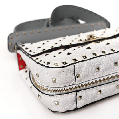 Valentino Garavani Grained Calfskin Medium Rockstud Spike Shoulder Bag White Grey 7 of 8