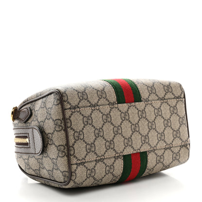 Gucci GG Supreme Monogram Textured Dollar Calfskin Web Mini Ophidia Top Handle Bowler Bag Beige Ebony New Acero 4 of 11