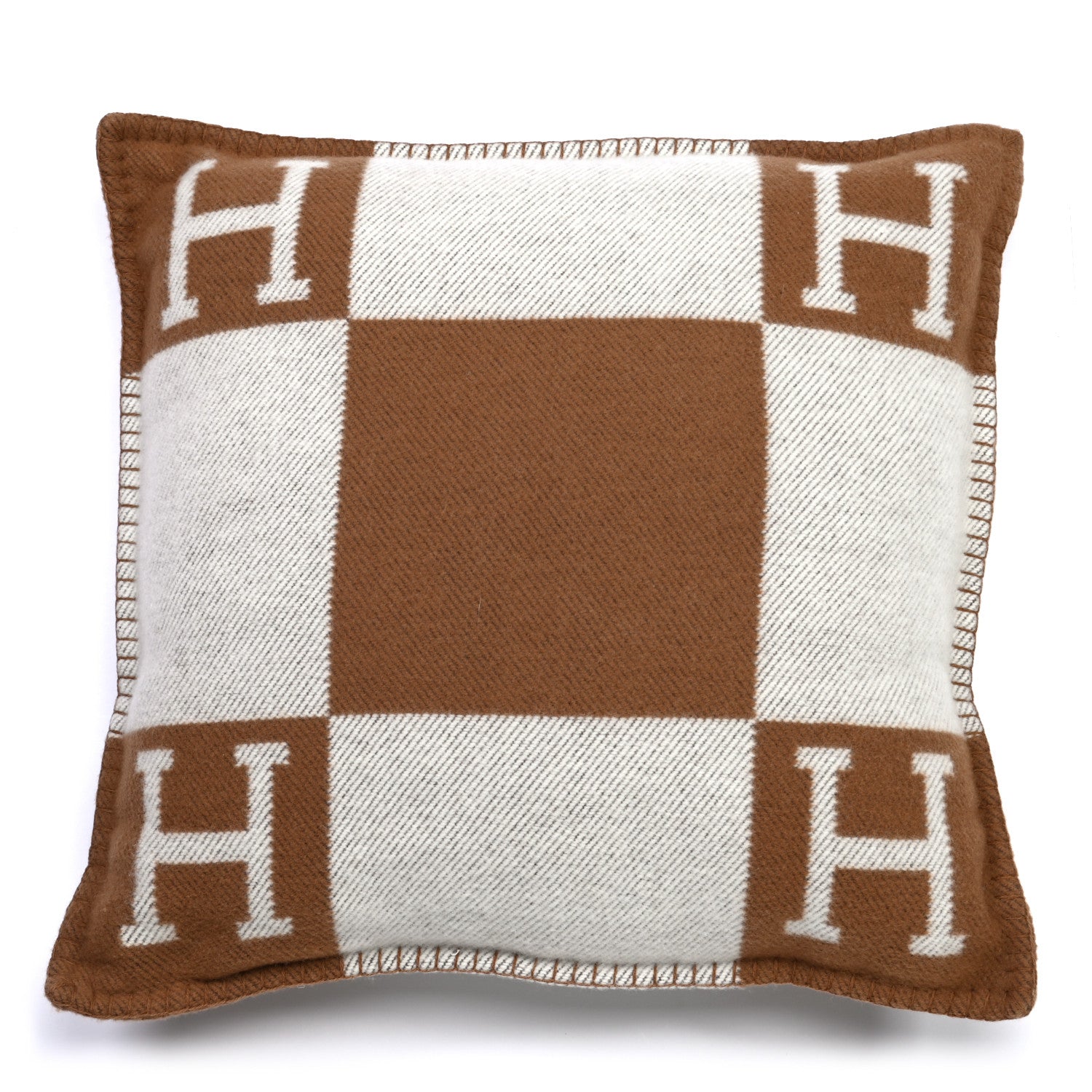 Hermes Wool Cashmere Avalon Pillow PM Ecru Camel 1 of 6