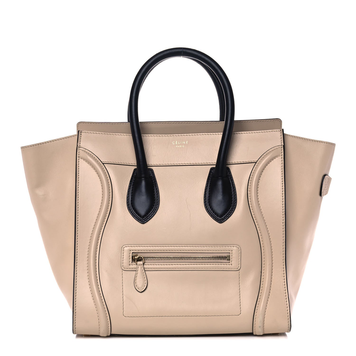 Celine Satin Calfskin Mini Bi-Color Luggage Powder Black 1 of 17