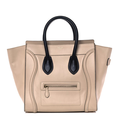 Celine Satin Calfskin Mini Bi-Color Luggage Powder Black 1 of 17