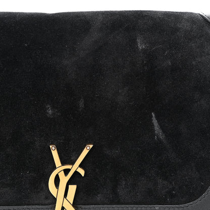 Saint Laurent Suede Smooth Calfskin Monogram Medium Solferino Soft Satchel Black 11 of 16