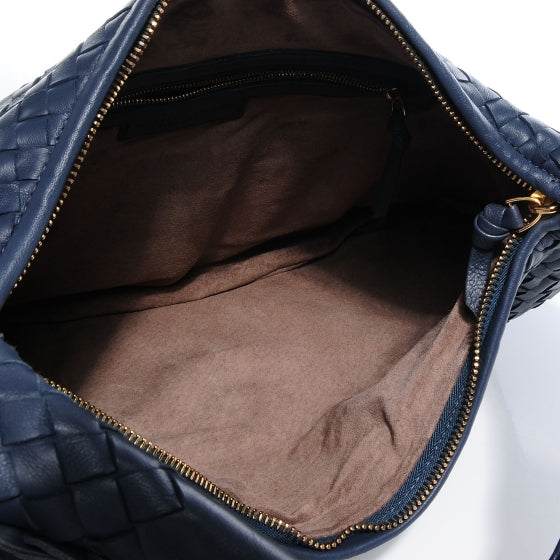 Nappa Intrecciato Medium Veneta Hobo Baltic Blue