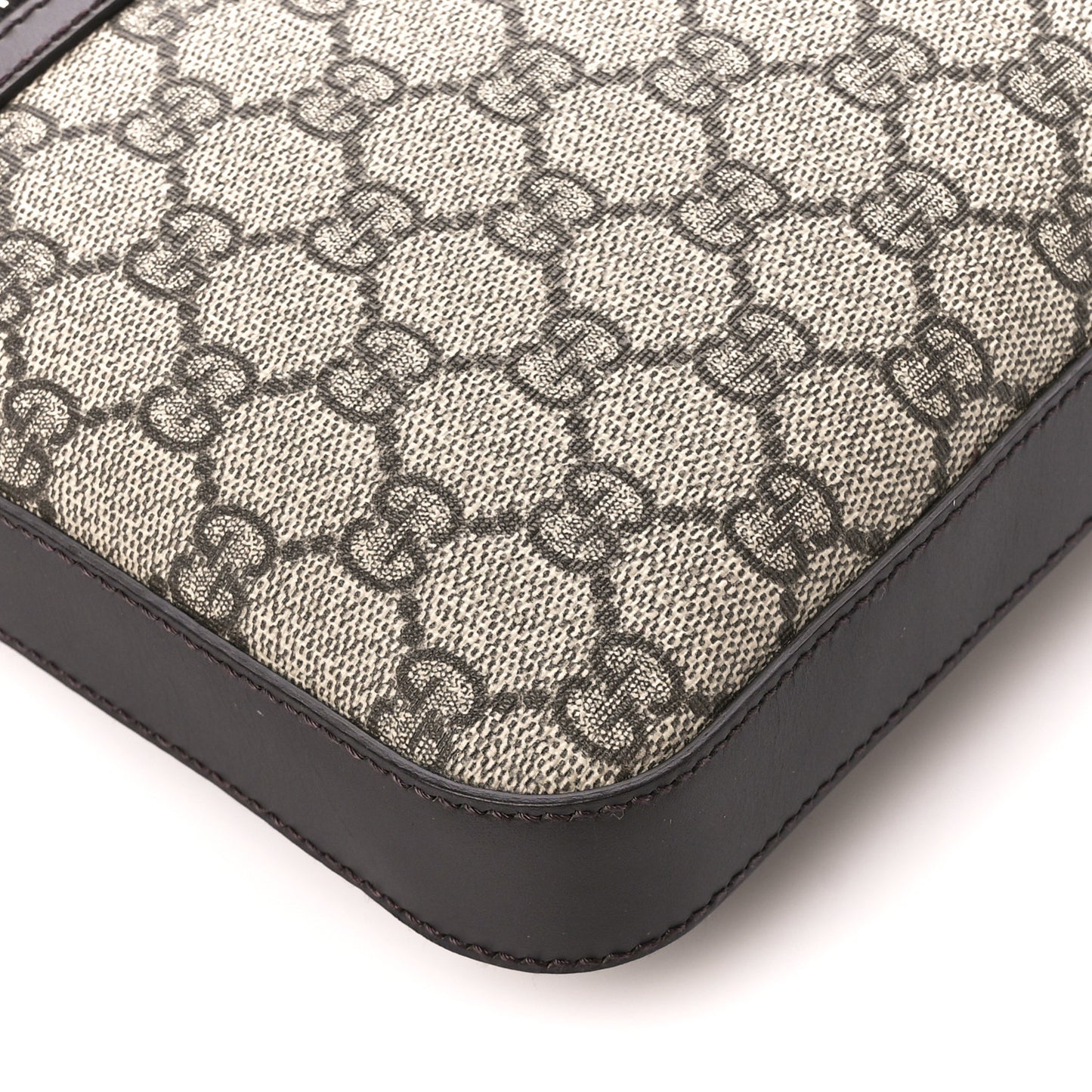 GG Supreme Monogram Selleria Calfskin Small Flat Side Zip Messenger Bag Beige Ebony Cocoa Dark Chocolate