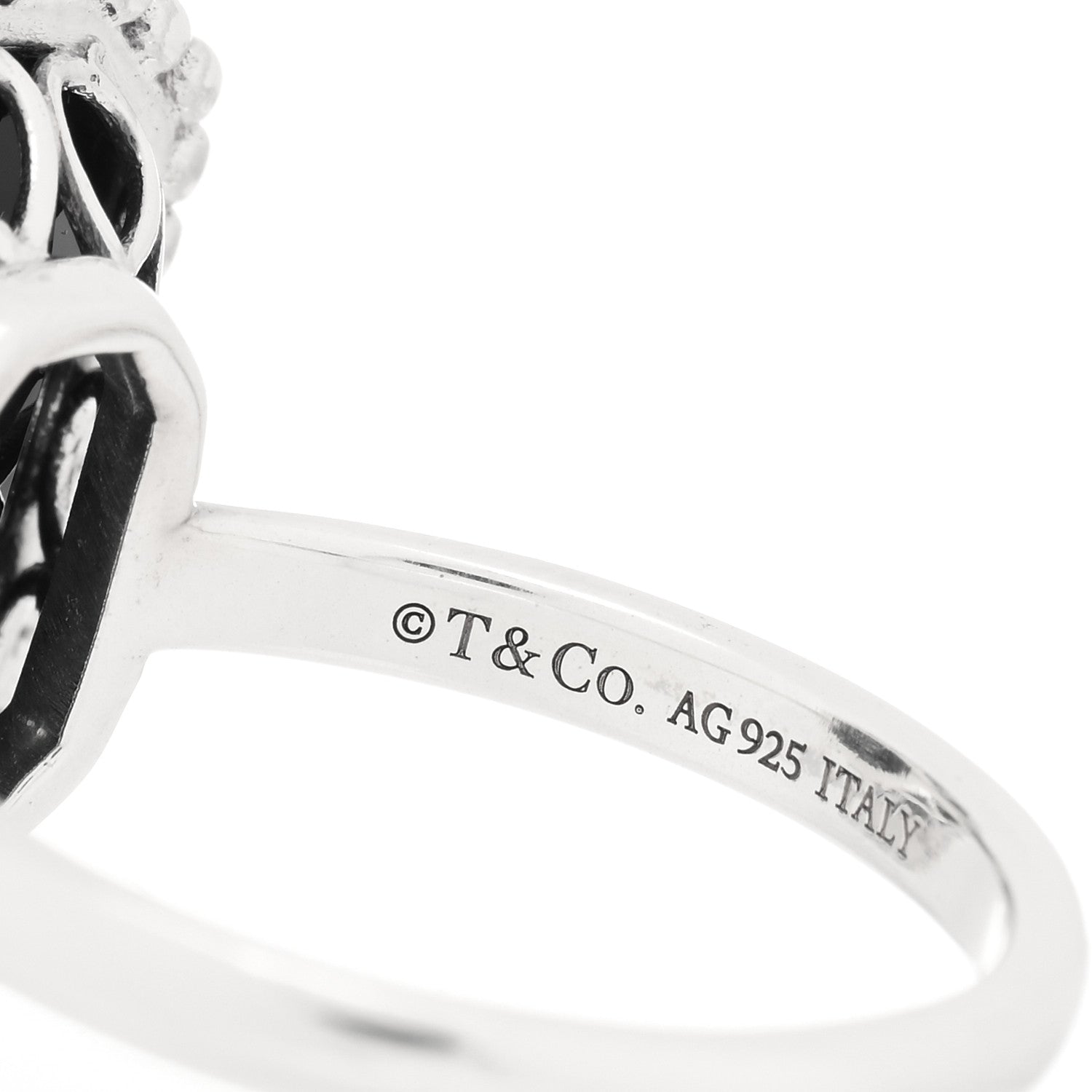 Tiffany Sterling Silver Black Onyx Ziegfeld Daisy Ring 55 7.25 4 of 4
