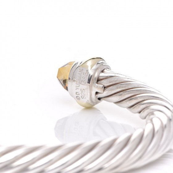 David Yurman Sterling Silver 14K Yellow Gold Citrine 7mm Cable Classics Bracelet 4 of 5