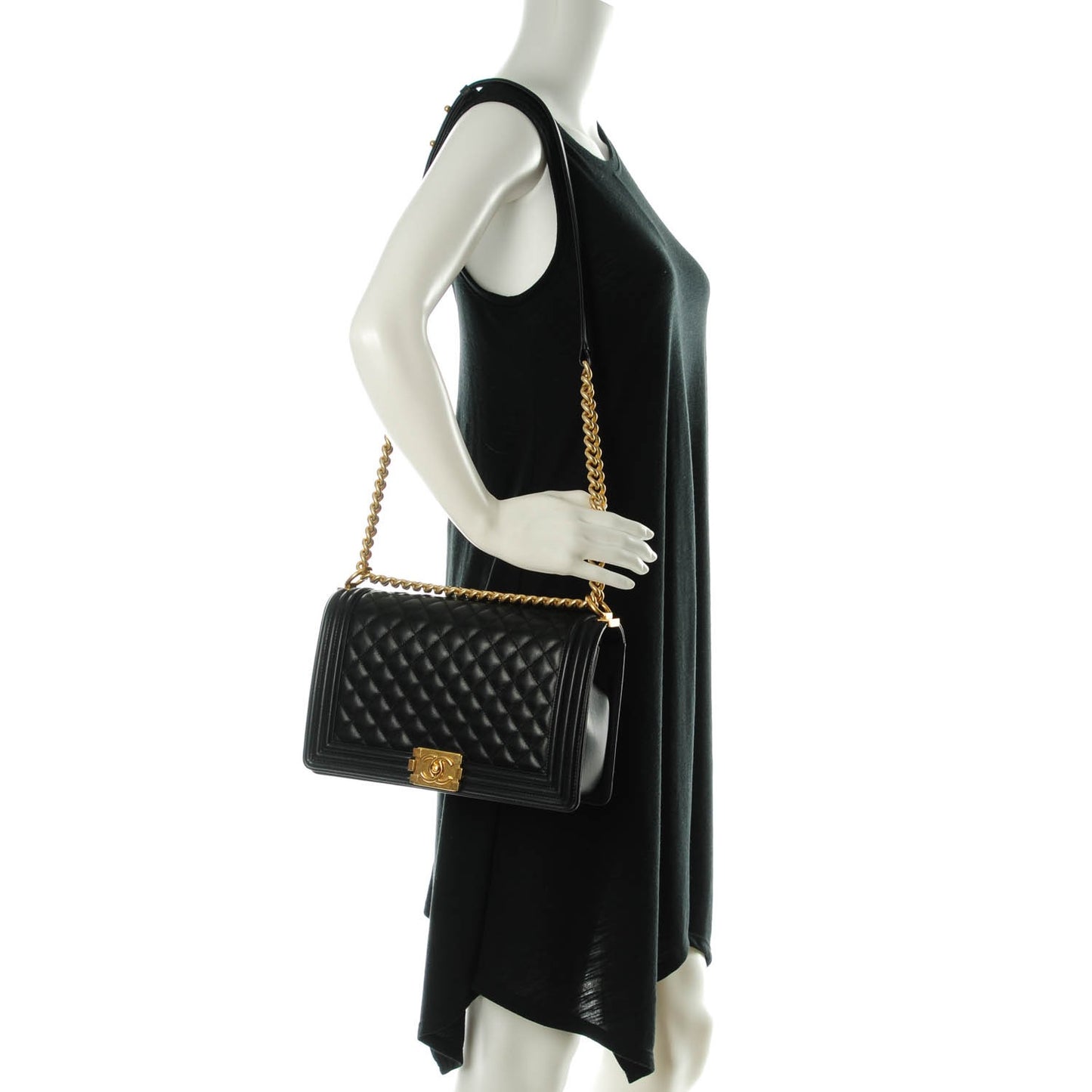Calfskin Quilted New Medium Boy Flap Black