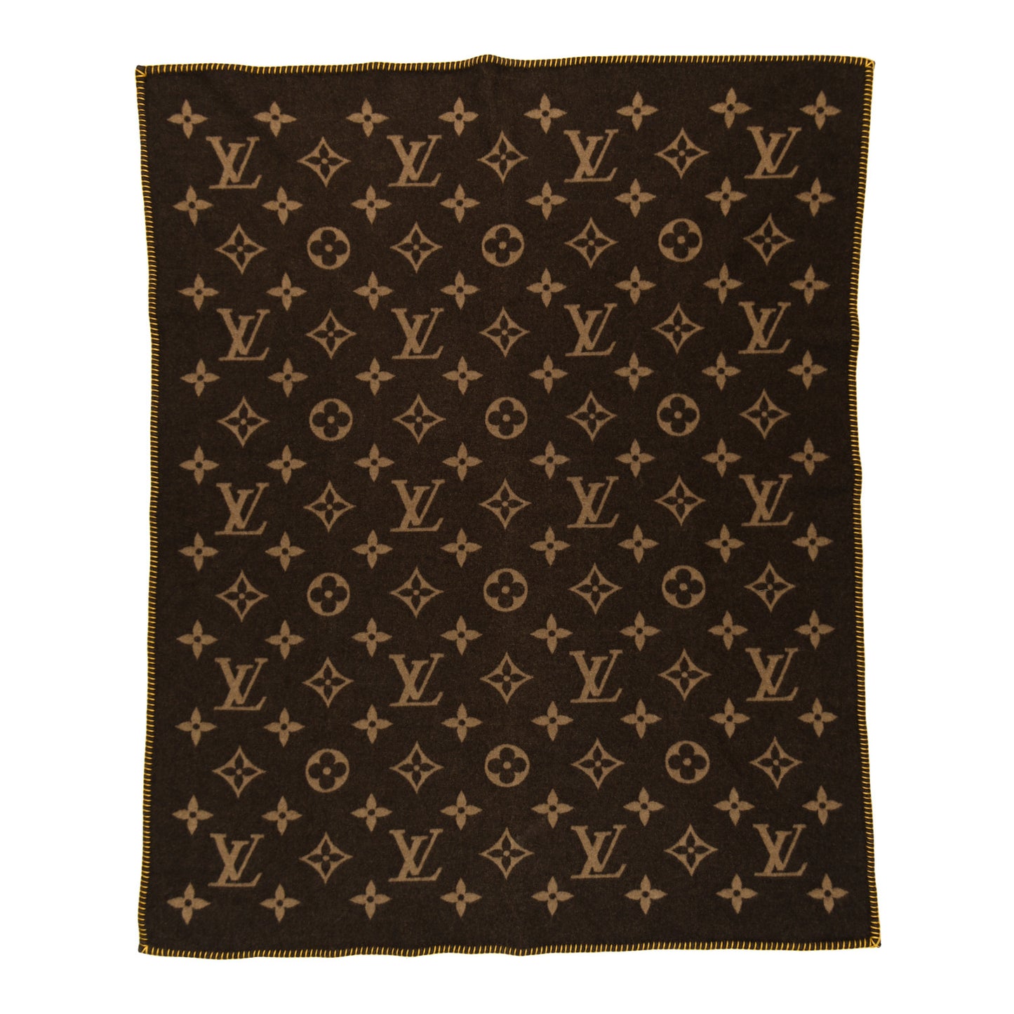 Lambswool Angora Monogram Blanket Marron