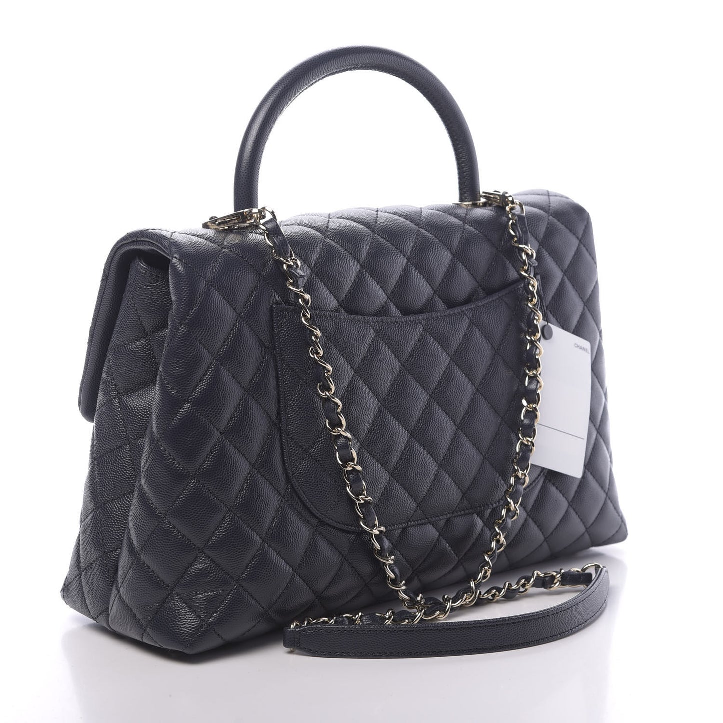 Caviar Quilted Medium Coco Handle Flap Navy Blue