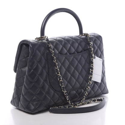 Chanel Caviar Quilted Medium Coco Handle Flap Navy Blue 3 of 11