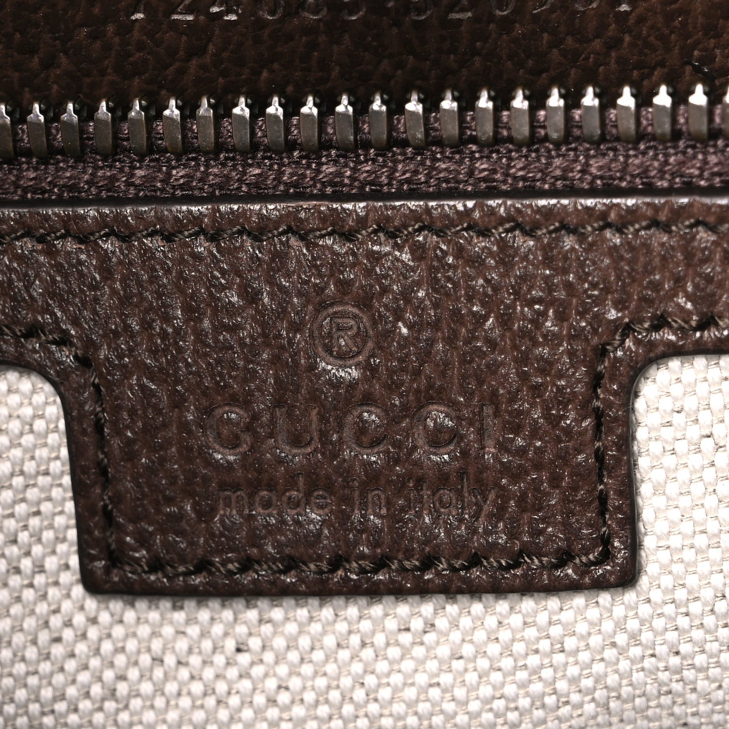 GG Supreme Monogram Textured Dollar Calfskin Web Medium Ophidia Tote Bag Beige Ebony