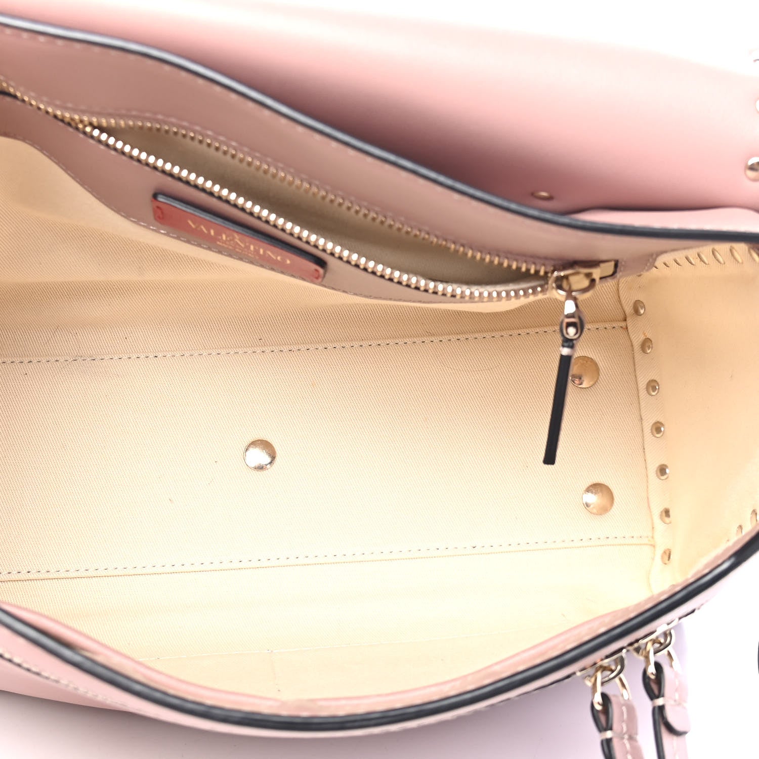 Valentino Garavani Smooth Calfskin Rockstud Top Handle Shoulder Bag Beige 5 of 9