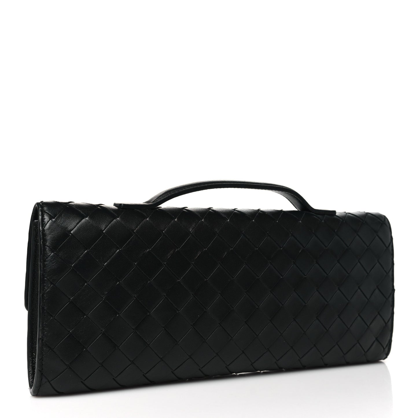 Nappa Intrecciato Long Andiamo Top Handle Clutch Black