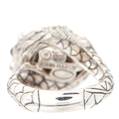 John Hardy Sterling Silver Ruby Black Sapphire Pearl Legends Naga Small Dragon Ring 54 7 4 of 5