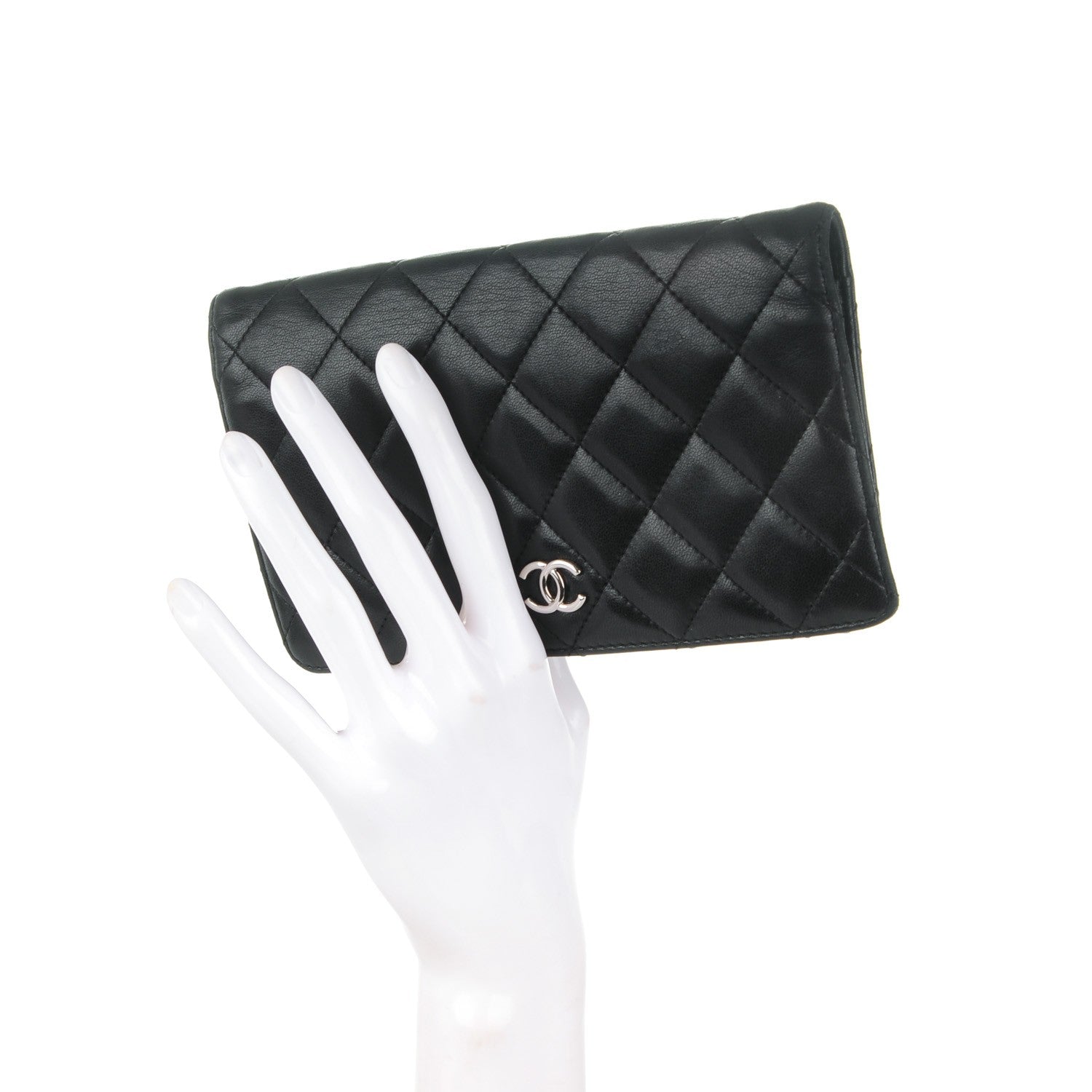Chanel Lambskin Quilted Yen Wallet Black 2 of 9