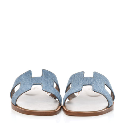 Hermes Denim Canvas Oran Sandals 35 Bleu Clair 2 of 9