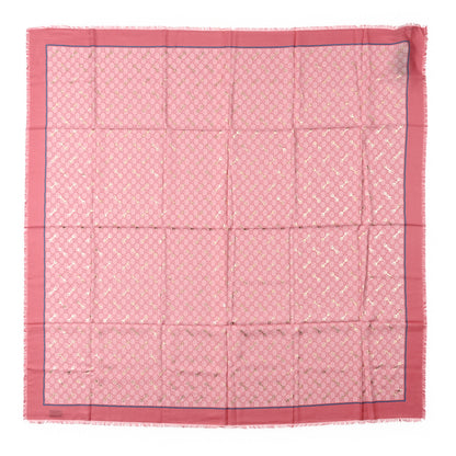 Gucci Modal Silk GG Monogram Big Gold Horsebit Fringe Shawl Pink Sky Blue 1 of 5