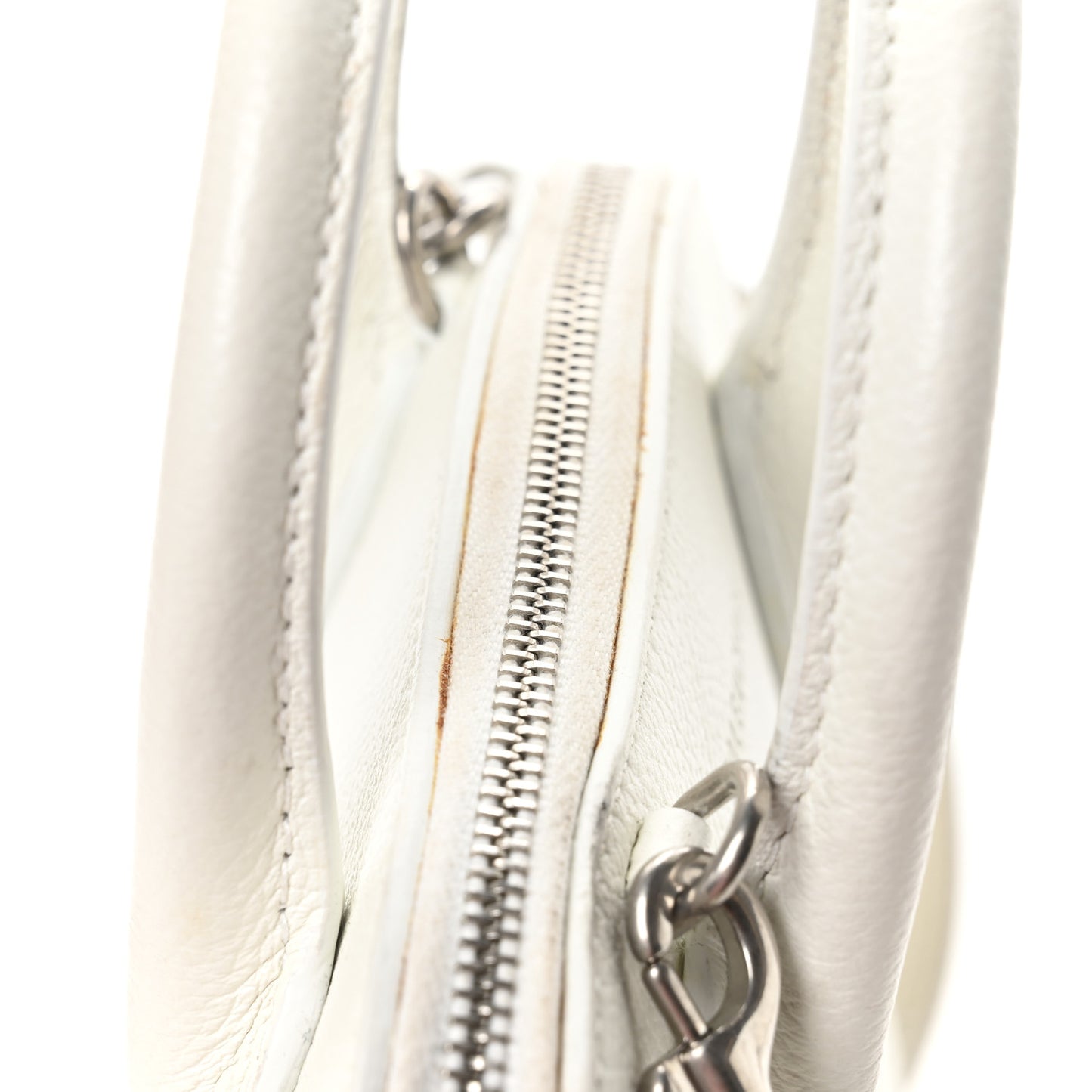 Grained Calfskin XXS Ville Top Handle Bag White Black