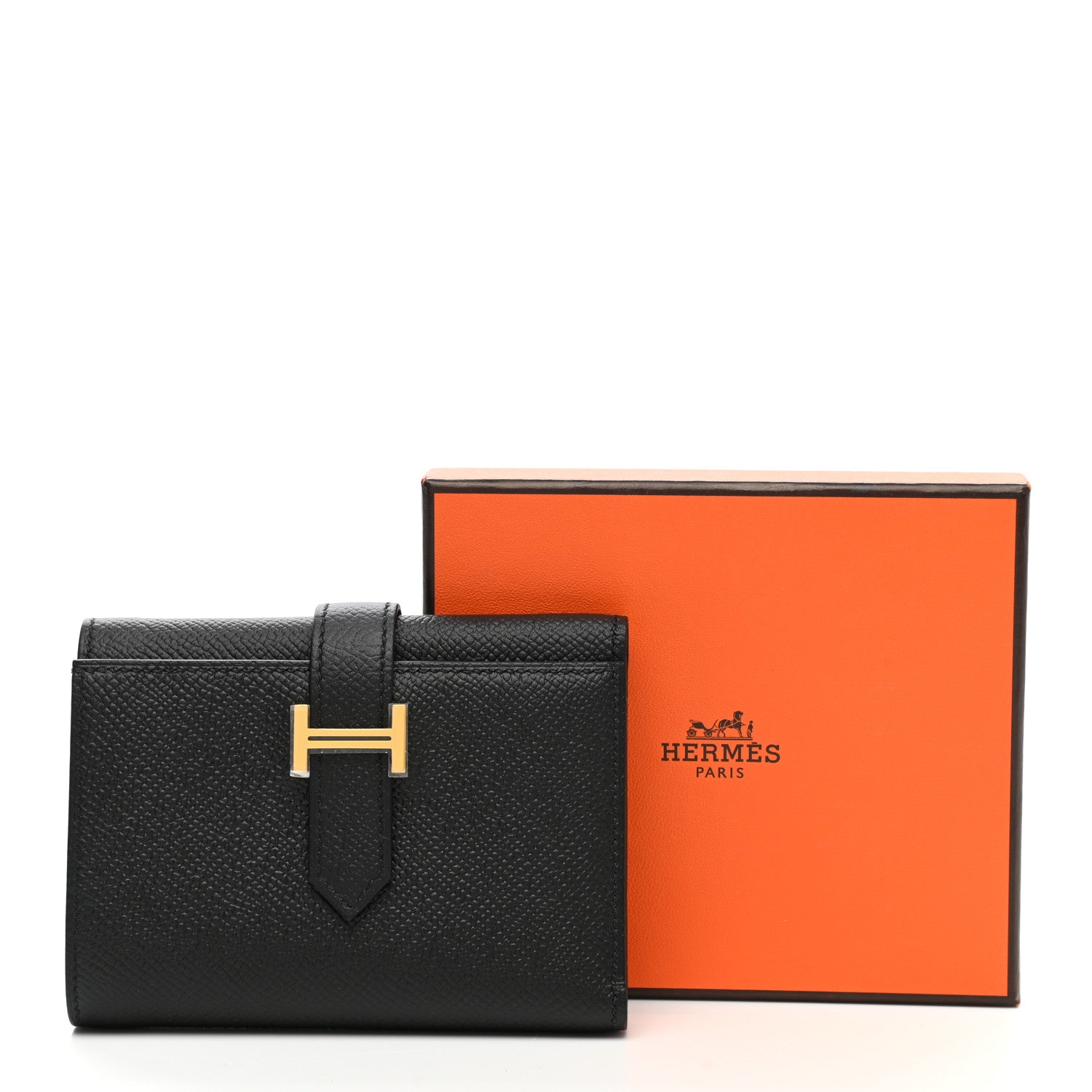 Hermes Epsom Tri-Fold Compact Bearn Wallet Black 8 of 8