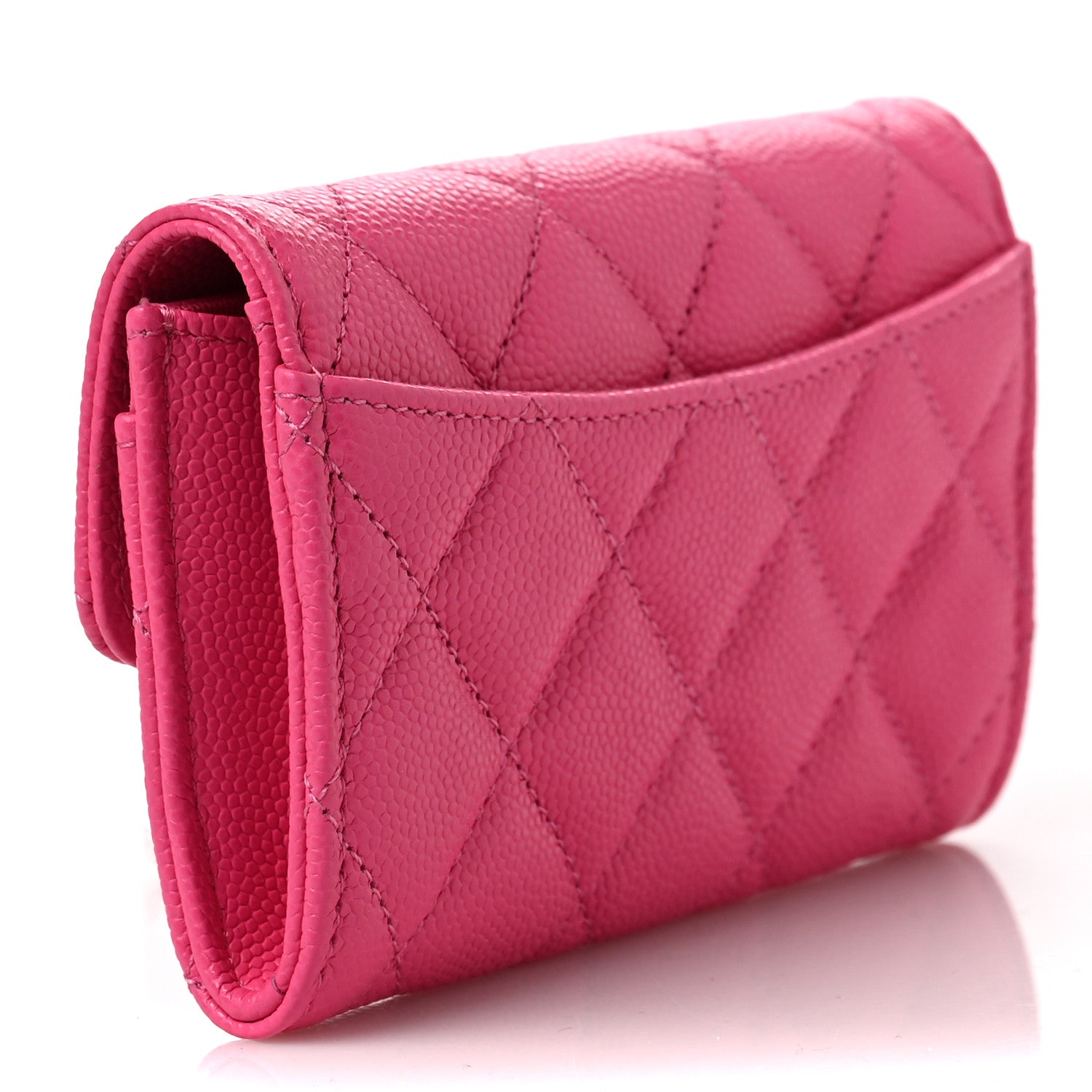 Chanel Caviar Quilted Flap Card Holder Wallet Pink 3 of 9