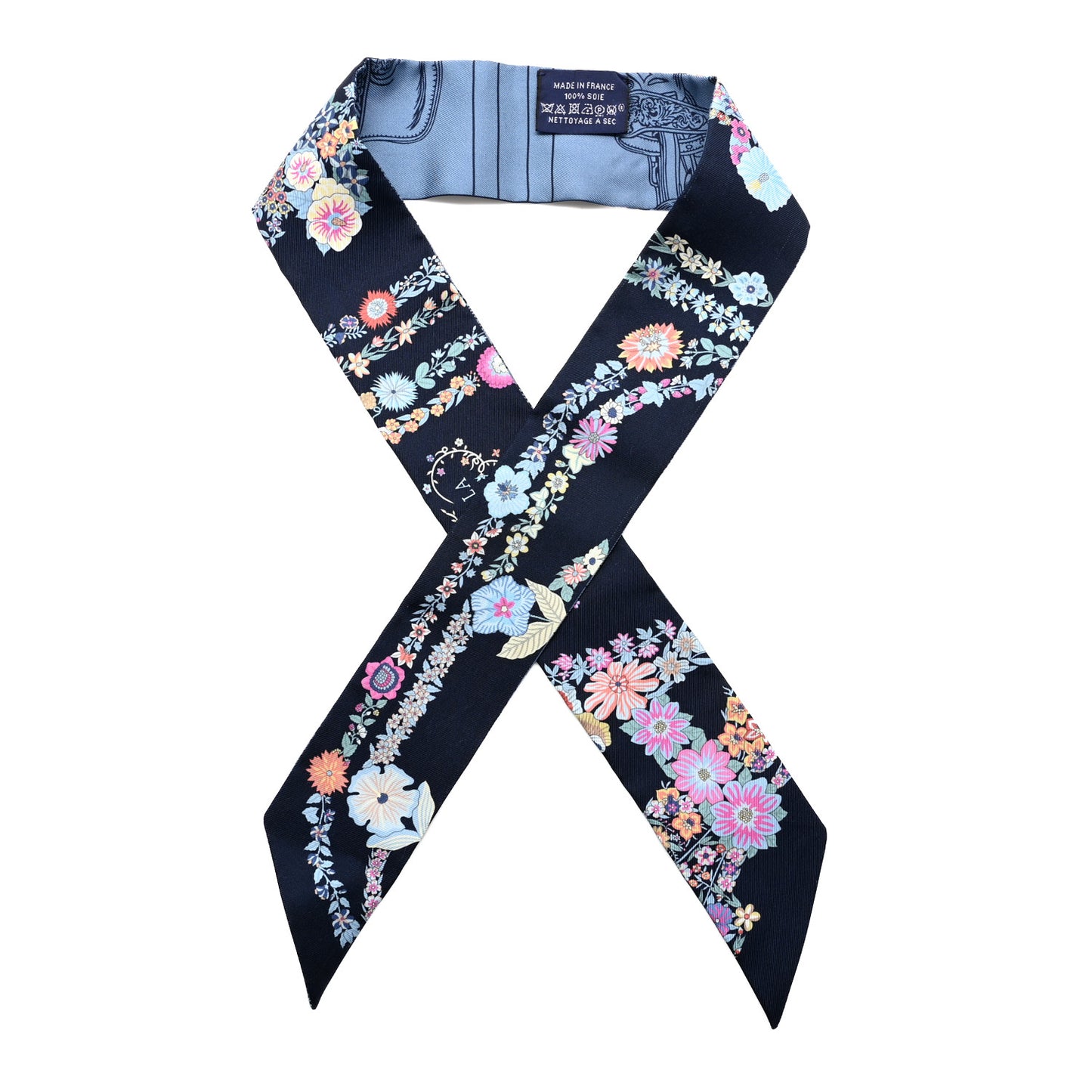 Silk Brides de Gala en Fleurs Twilly Marine Rose Bleu