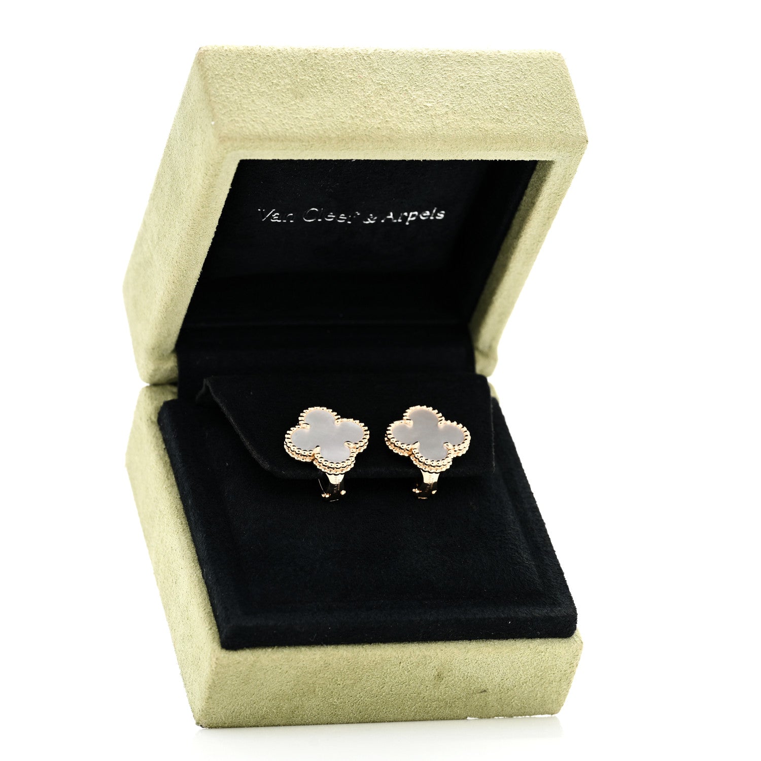 Van Cleef & Arpels 18K Yellow Gold Mother of Pearl Vintage Alhambra Earrings 5 of 5