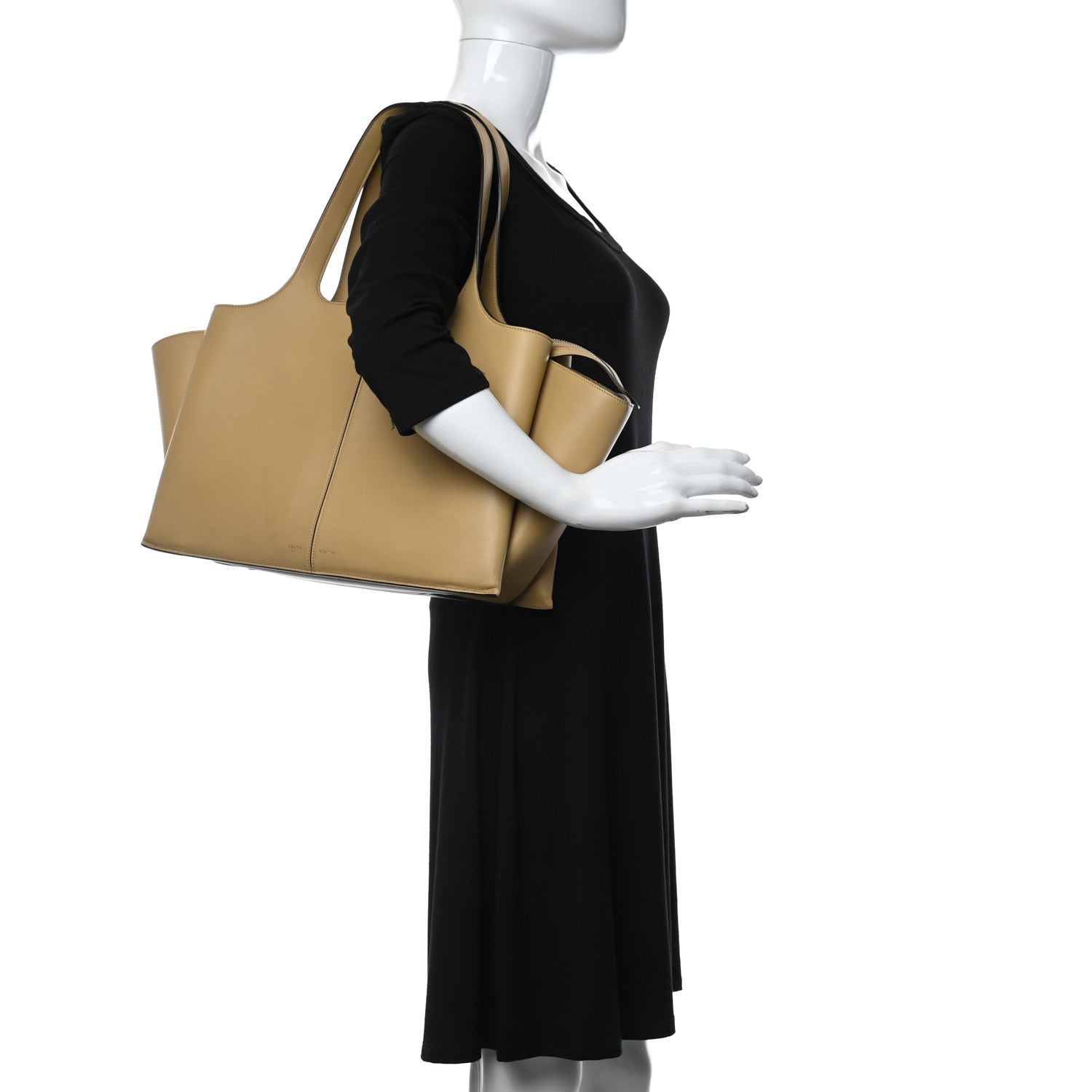 Celine Smooth Calfskin Medium Tri-Fold Bag Souris Vanilla 2 of 11
