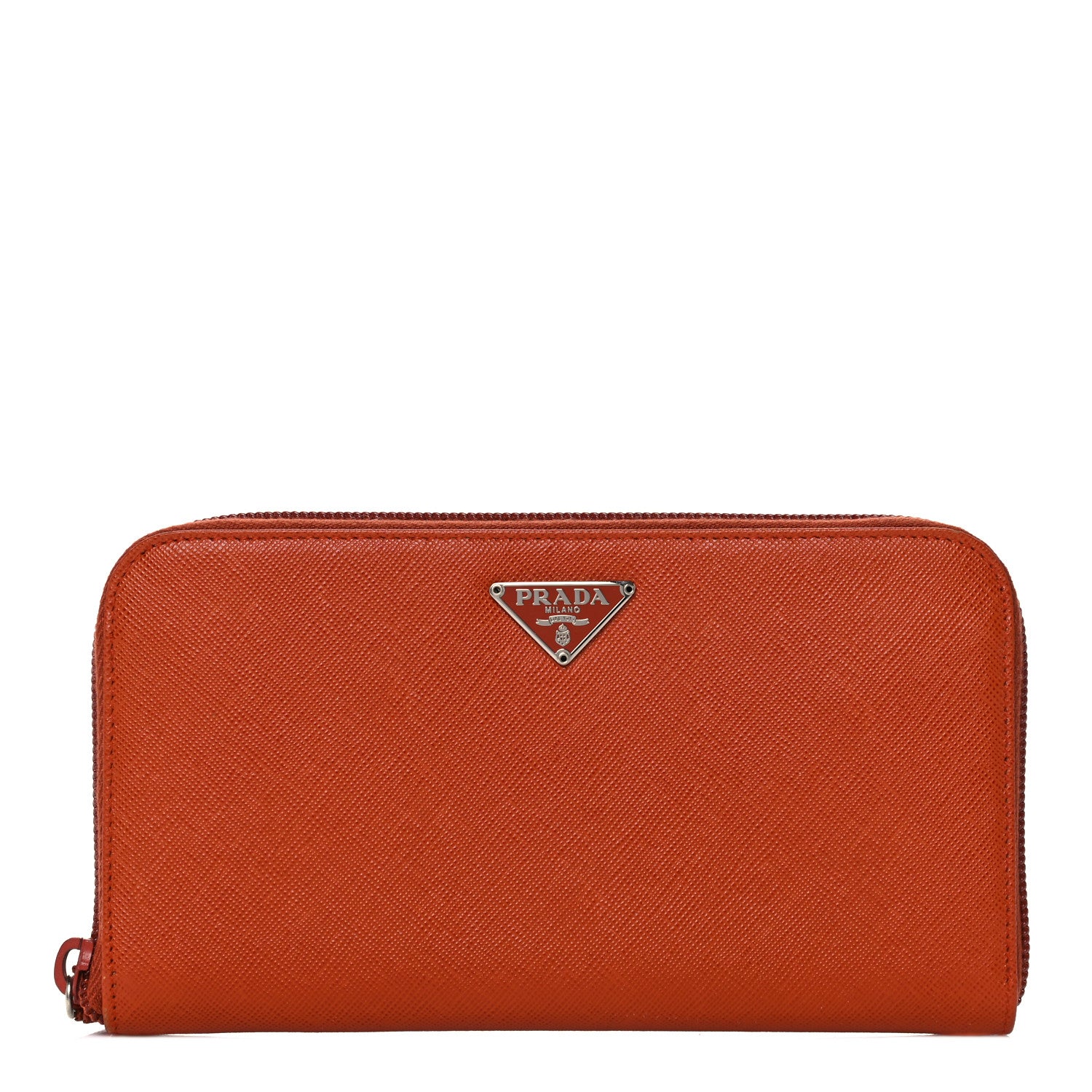 Prada Saffiano Metal Zip Around Wallet Rame 1 of 18