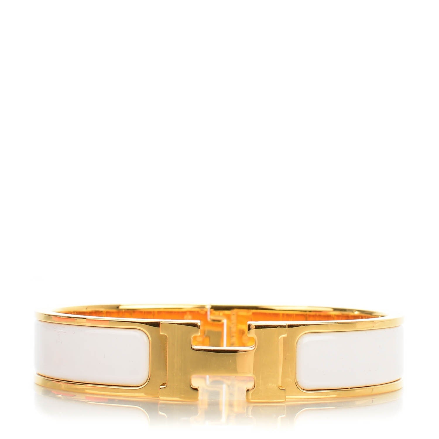 Hermes Enamel Narrow Clic Clac H Bracelet PM White 1 of 5