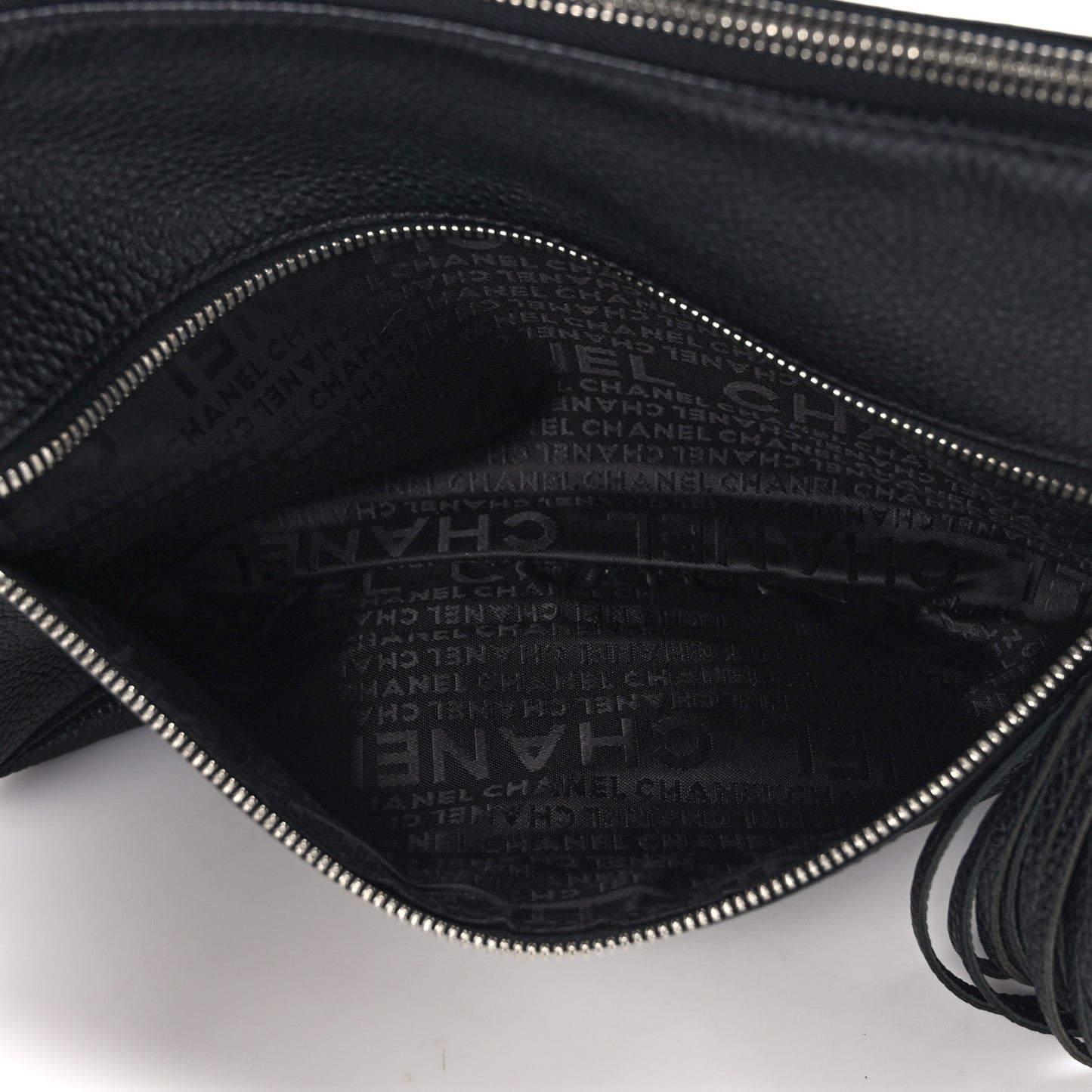 Grained Calfskin Tassel Shoulder Bag Black