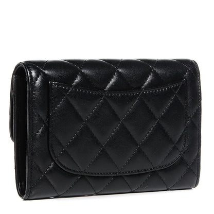 Chanel Lambskin Quilted Small Flap Wallet Black 3 of 9