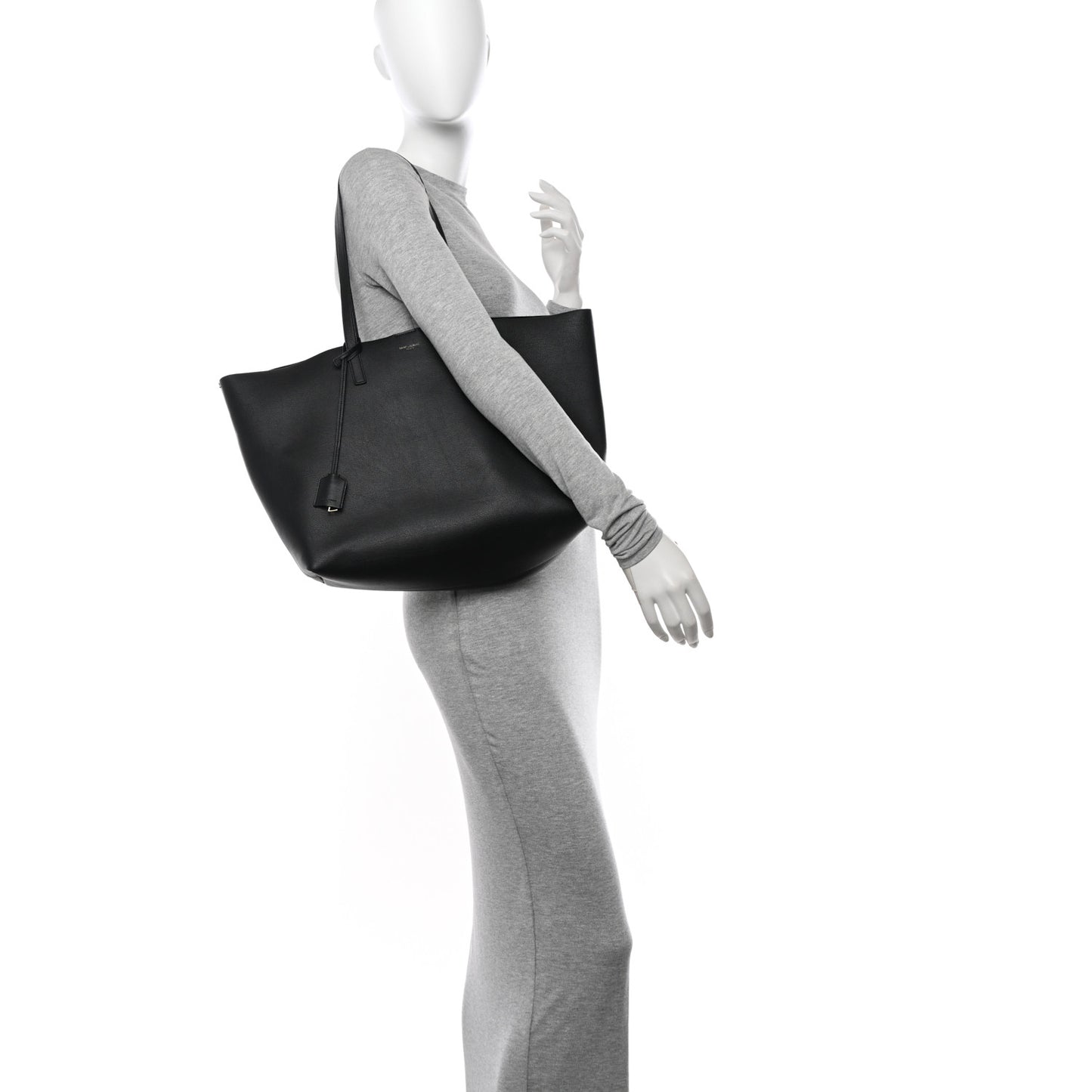 Calfskin East West Shopping Tote Black