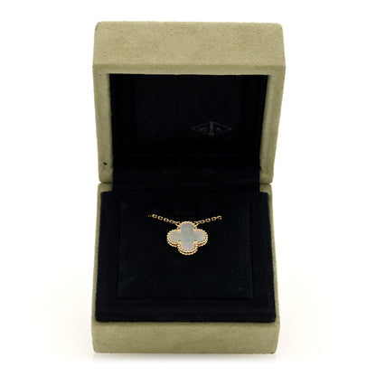 Van Cleef & Arpels 18K Yellow Gold Mother of Pearl Vintage Alhambra Pendant Necklace 5 of 5